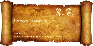 Maros Henrik névjegykártya